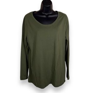 XXL GREEN JUNIORS LONG SLEEVE CASUAL TOP CASUAL OLIVE COTTON BLEND